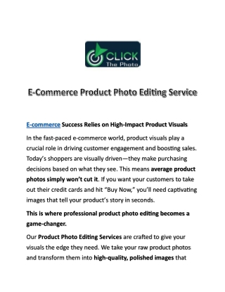 E Commerce photo editing service
