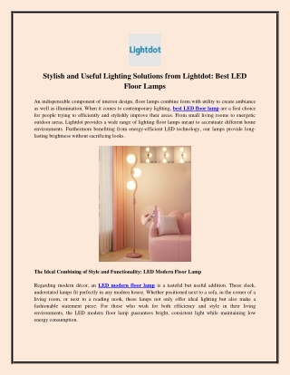 Stylish and Useful Lighting Solutions from Lightdot Best LED Floor Lamps