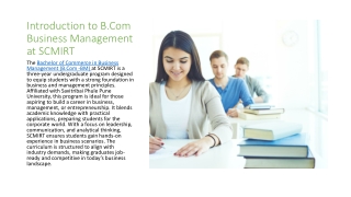 Unlocking Business Success - A Deep Dive into B.Com Business Management at SCMIRT