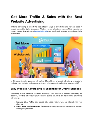 Get More Traffic & Sales with the Best Website Advertising