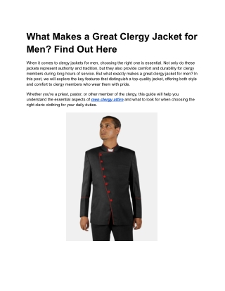 What Makes a Great Clergy Jacket for Men? Find Out Here