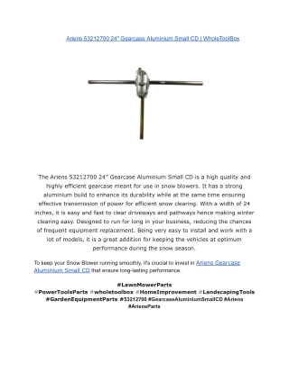 Ariens 53212700 24_ Gearcase Aluminium Small CD _ WholeToolBox