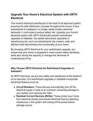 Upgrade Your Home's Electrical System with URTH Electrical