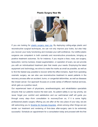 Plastic Surgery Near Me | Sreshta Sri Kamala Hospitals