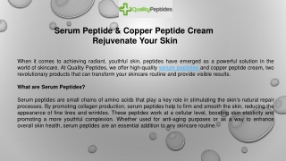 Serum Peptide & Copper Peptide Cream  Rejuvenate Your Skin