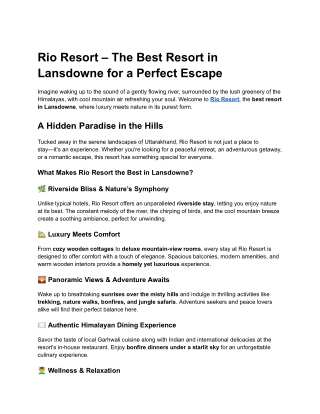 Best resort in lansdowne