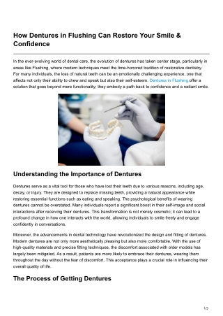 How Dentures in Flushing Can Restore Your Smile Confidence