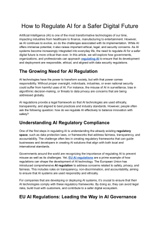 How to Regulate AI for a Safer Digital Future