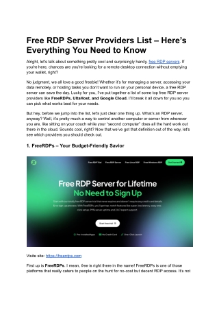 Best Free RDP Server Providers For Lifetime
