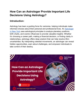 How Can an Astrologer Provide Important Life Decisions Using Astrology_