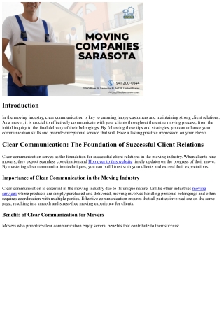 Clear Communication, Happy Customers: Tips for Movers to Improve Client Relation