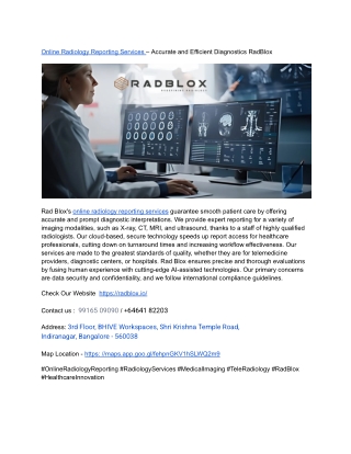 Online Radiology Reporting Services – Accurate and Efficient Diagnostics RadBlox
