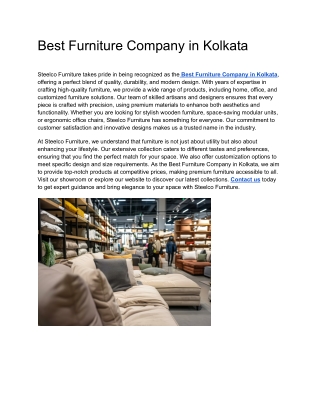 Best Furniture Company in Kolkata