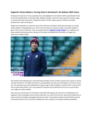 England's Victory Marks a Turning Point in Borthwick's Six Nations Vision