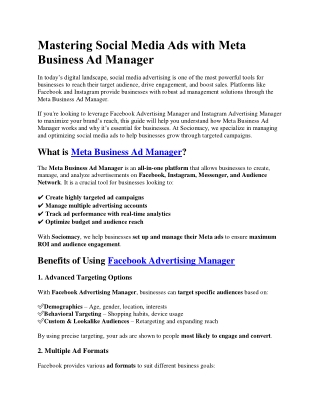 Mastering Social Media Ads with Meta Business Ad Manager