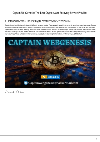 Captain WebGenesis: The Best Crypto Asset Recovery Service Provider