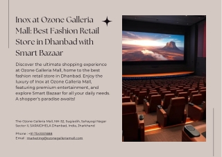 INOX at Ozone Galleria Mall – Ultimate Shopping & Entertainment Hub in Dhanbad