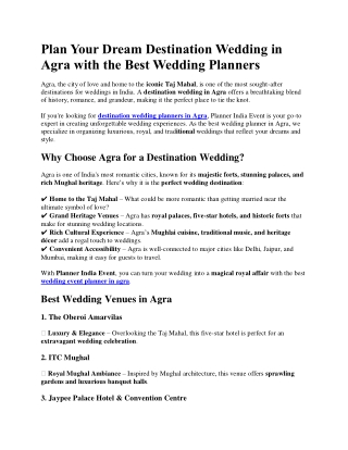 Destination Wedding in Agra with the PIE