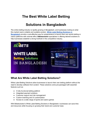 Sports Betting Solutions in Bangladesh