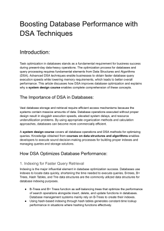 Boosting Database Performance with DSA Techniques