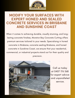 Expert Honed Concrete Brisbane & Sunshine Coast | Concrete Sealing Specialists