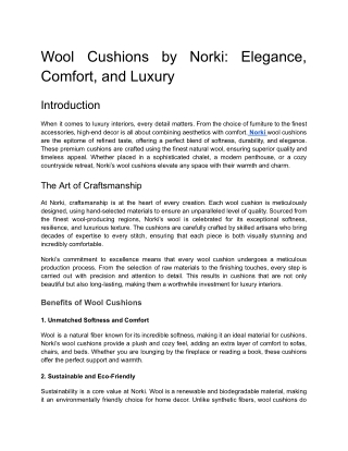 Wool Cushions by Norki_ Elegance, Comfort, and Luxury