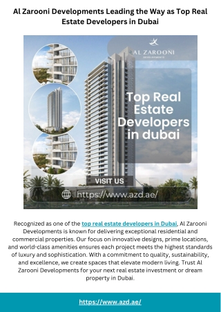 Al Zarooni Developments Leading the Way as Top Real Estate Developers in Dubai