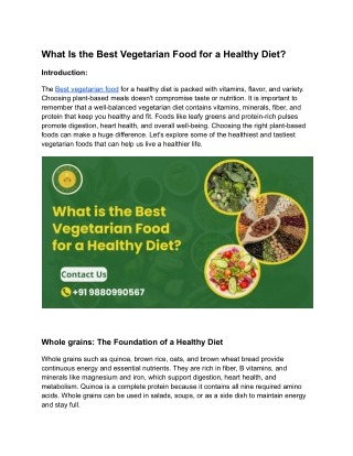 What Is the Best Vegetarian Food for a Healthy Diet