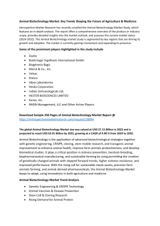 Animal Biotechnology Market: Key Trends Shaping the Future of Agriculture & Medi