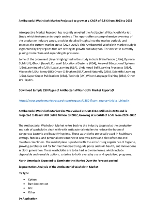 Antibacterial Washcloth Market Projected to grow