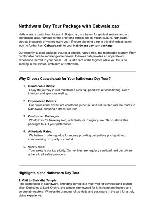 Nathdwara Day Tour Package with Cabwale