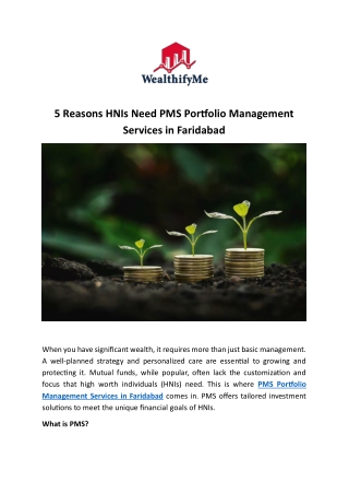 5 Reasons HNIs Need PMS Portfolio Management Services in Faridabad
