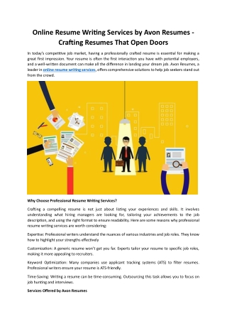 Online Resume Writing Services by Avon Resumes