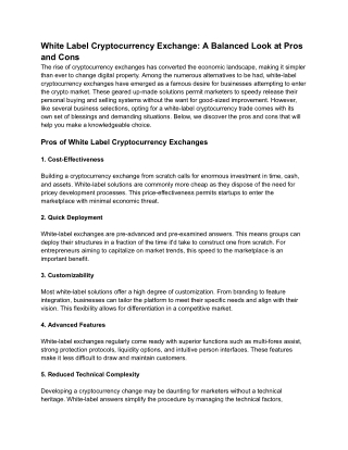 White Label Cryptocurrency Exchange_ A Balanced Look at Pros and Cons