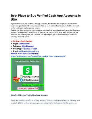 Best Place to Buy Verified Cash App Accounts in USA