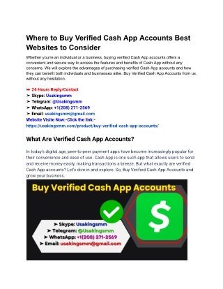 Where to Buy Verified Cash App Accounts Best Websites to Consider