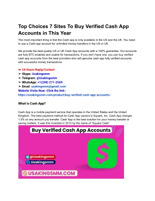 Top Choices 7 Sites To Buy Verified Cash App Accounts in This Year