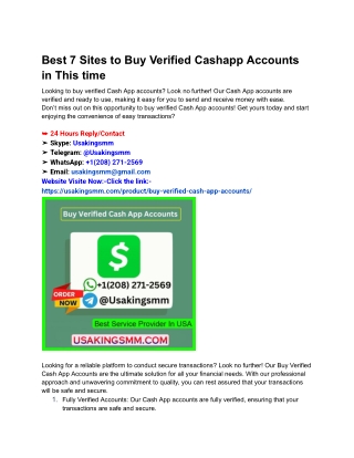Best 7 Sites to Buy Verified Cashapp Accounts in This time