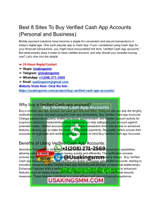 Best 8 Sites To Buy Verified Cash App Accounts (Personal and Business)