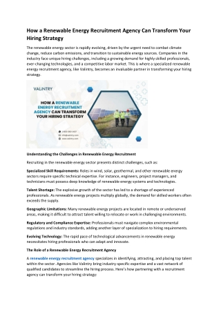 How a Renewable Energy Recruitment Agency Can Transform Your Hiring Strategy