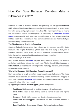 How Can Your Ramadan Donation Make a Difference in 2021