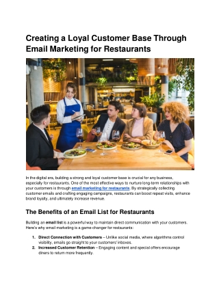 Creating a Loyal Customer Base Through Email Marketing for Restaurants