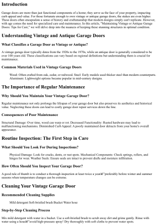 “Maintaining Vintage or Antique Garage Doors: Tips for Care”