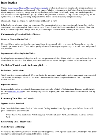 Choosing the Right Electrician for Defect Notices and Repairs in Perth