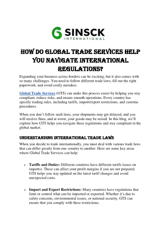 How Do Global Trade Services Help You Navigate International Regulations