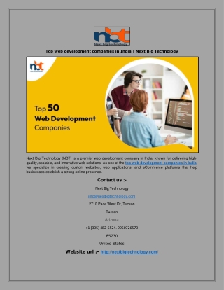 Top web development companies in India | Next Big Technology