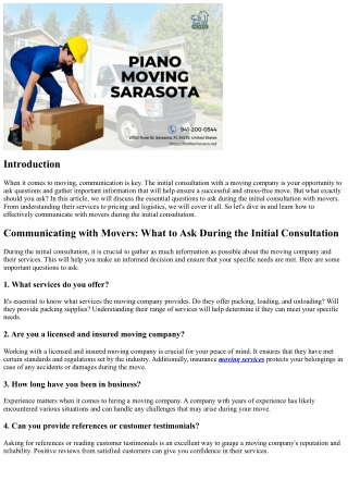 Communicating with Movers: What to Ask During the Initial Consultation