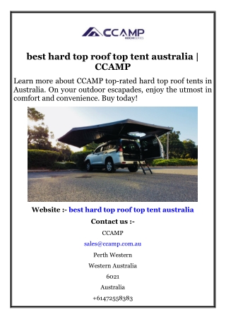 best hard top roof top tent australia  CCAMP