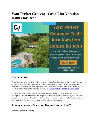 Your Perfect Getaway Costa Rica Vacation Homes for Rent