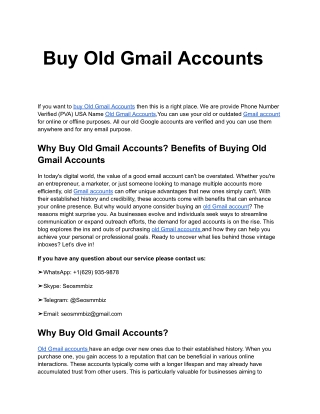 10 Reliable Platforms for Purchasing Old Gmail Accounts